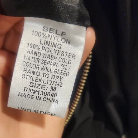 Gold Feather Black Bomber Jacket Size Medium - Picture 3 of 6